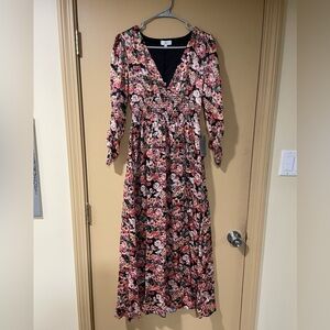NWT NSR Pink and Black Floral Long Sleeve Dress